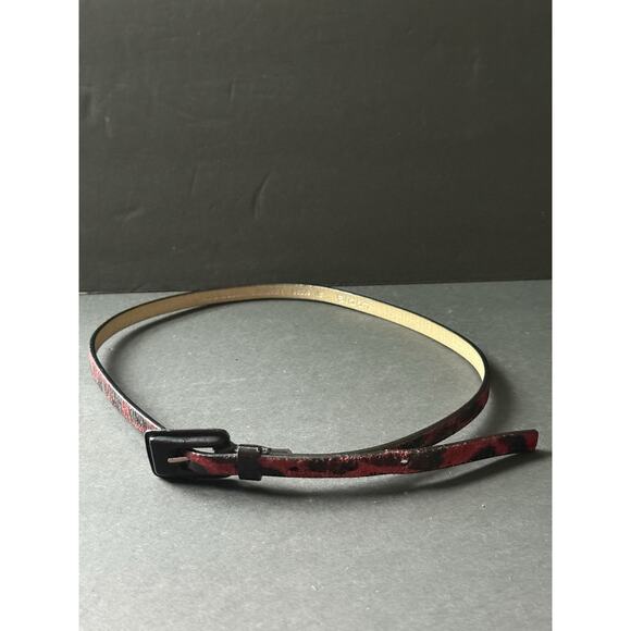 Lodis Womens Belt Skinny Red Black Size S Leather 29-32 Casual Career Boho - Picture 7 of 8